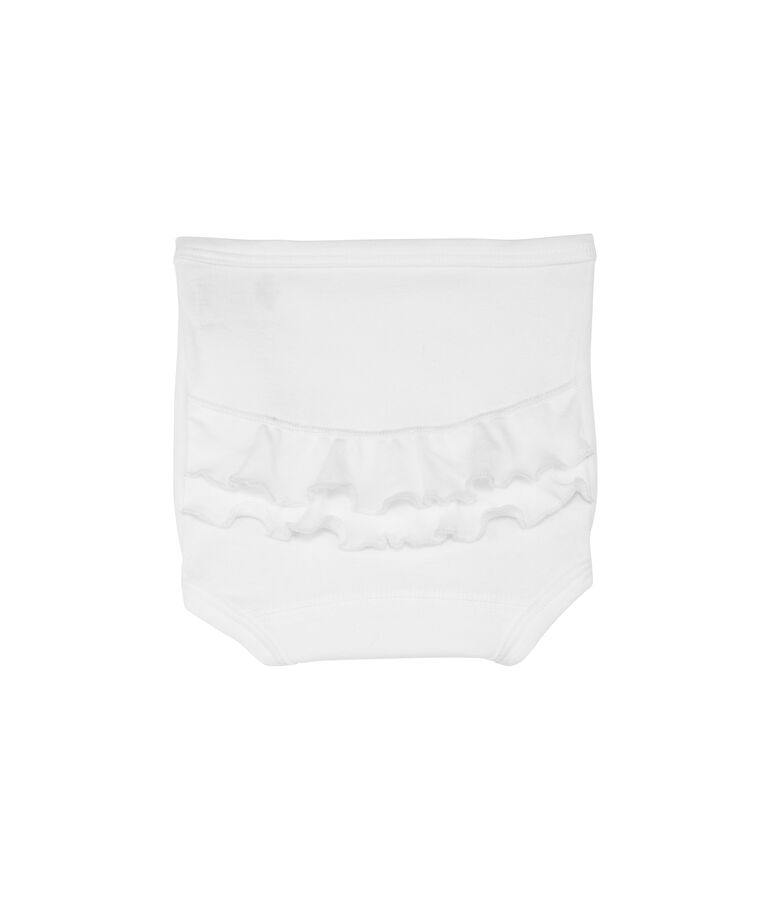 Baby plain cotton gathered pants Ecume white