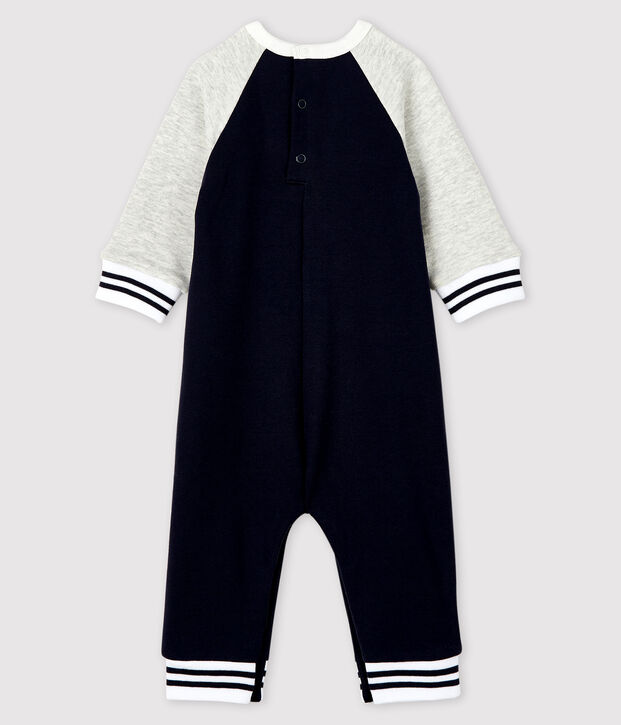 Baby boy's long playsuit blue/grey