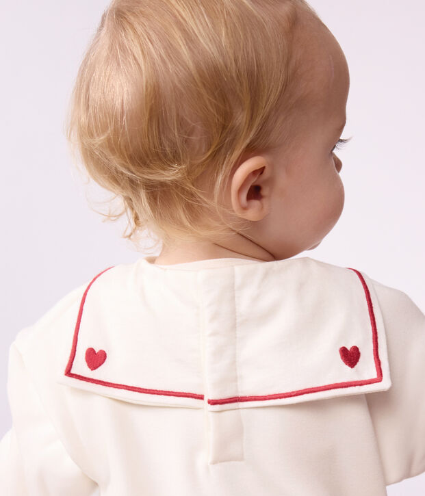 Babies' sweatshirt in plain cotton with a sailor collar and embroidery MILK