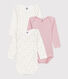 Pack of babies' long-sleeved floral-print cotton bodies
