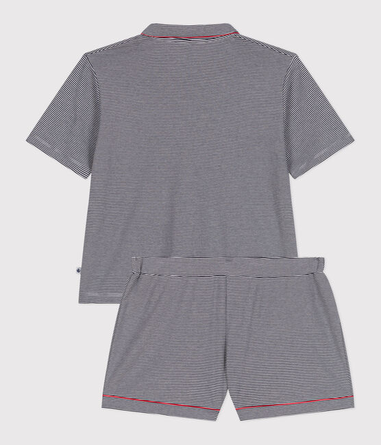Women's striped buttoned cotton short pajamas SMOKING blue/MARSHMALLOW white