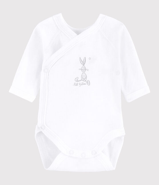 Unisex Babies' Short-Sleeved Wrapover Bodysuit ECUME white