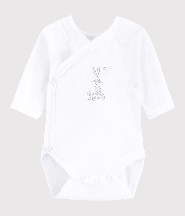 Unisex Babies' Short-Sleeved Wrapover Bodysuit ECUME white