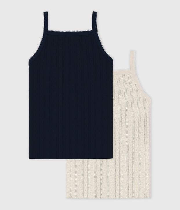 Pack of children's plain openwork tank tops multicolor