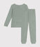 Children's stripy pyjamas in brushed terry velour CROCO /MARSHMALLOW