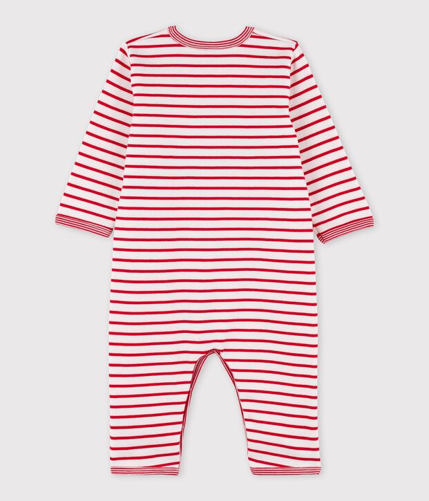 Babies' Footless Fleece Sleepsuit white/red