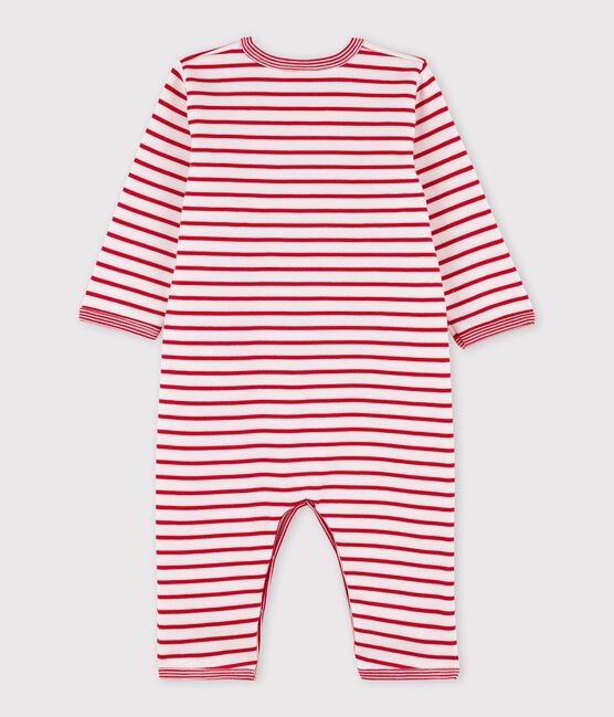 Babies' Footless Fleece Sleepsuit MARSHMALLOW white/TERKUIT red