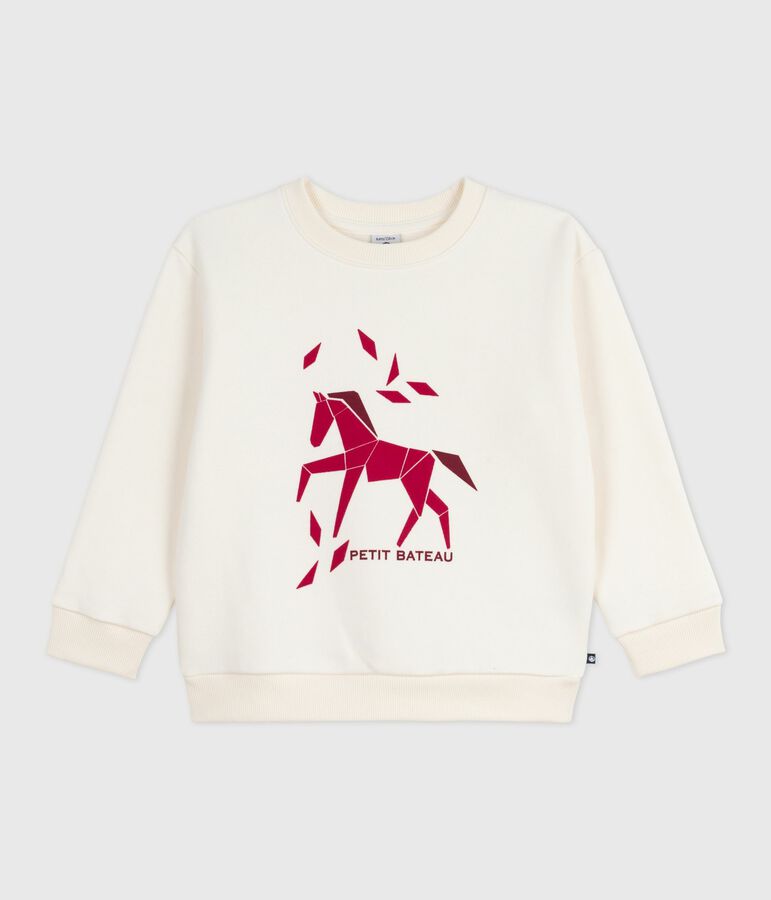 Children's printed cotton sweatshirt Ecru