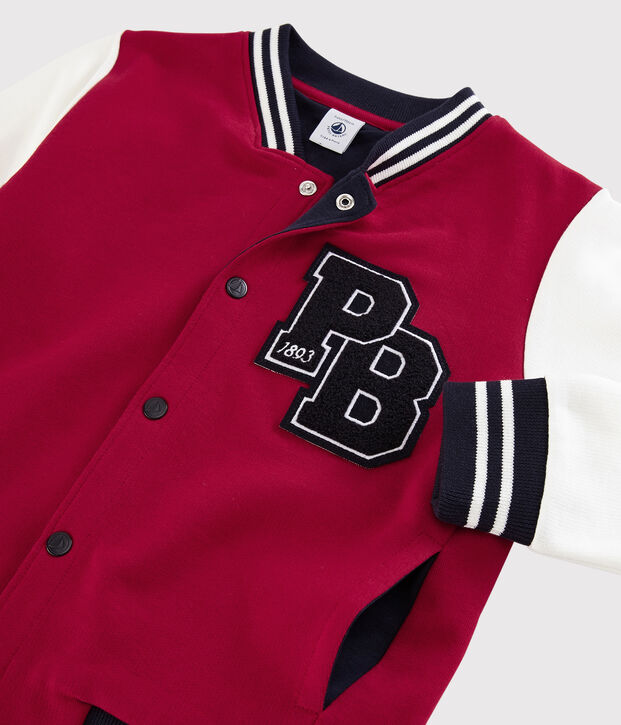 Children's Unisex Fleece Baseball Jacket red/white