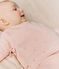 Babies' wool and cotton openwork knit wrapover top JOLI pink