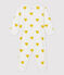 Babies' Footless Yellow Heart Patterned Organic Cotton Sleepsuit MARSHMALLOW white/MULTICO white
