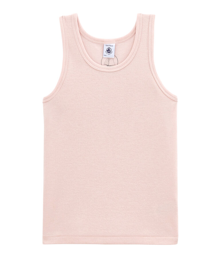 Little girl's vest top in wool and cotton JOLI pink