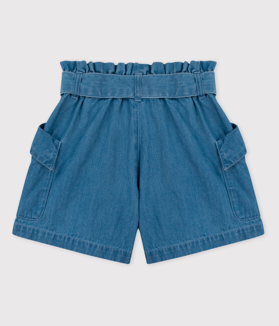 Girls' Organic Denim Shorts DENIM CLAIR CN blue