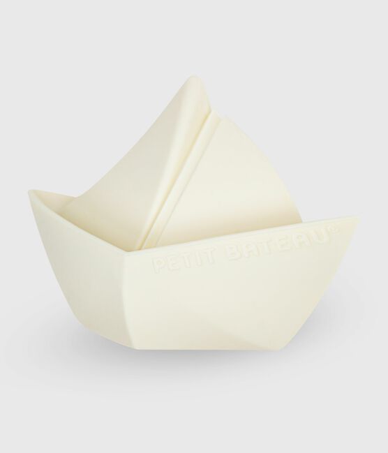 Babies' silicone boat bath toy MARSHMALLOW white
