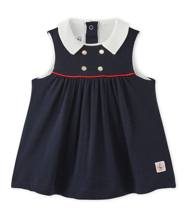 Baby girls' sleeveless dress in tube knit blue