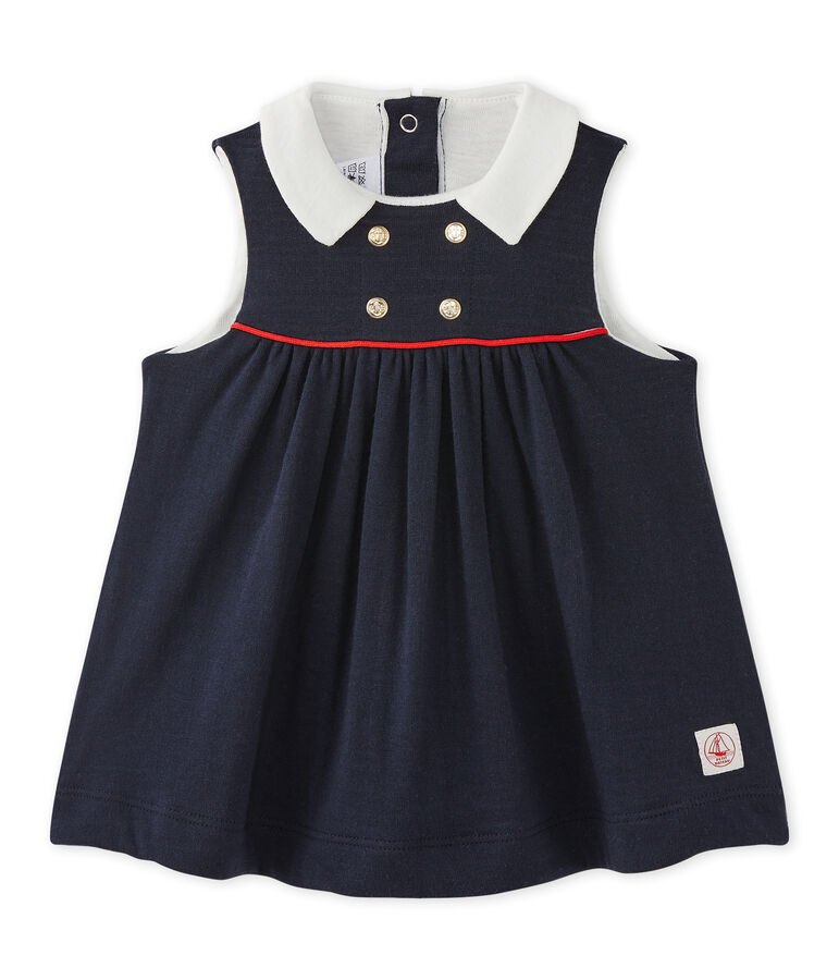 Baby girls' sleeveless dress in tube knit blue