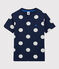 Boys' Short-Sleeved Cotton T-Shirt MEDIEVAL blue/MARSHMALLOW white
