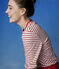Women's Breton Stripe Cotton T-Shirt MARSHMALLOW white/TERKUIT red