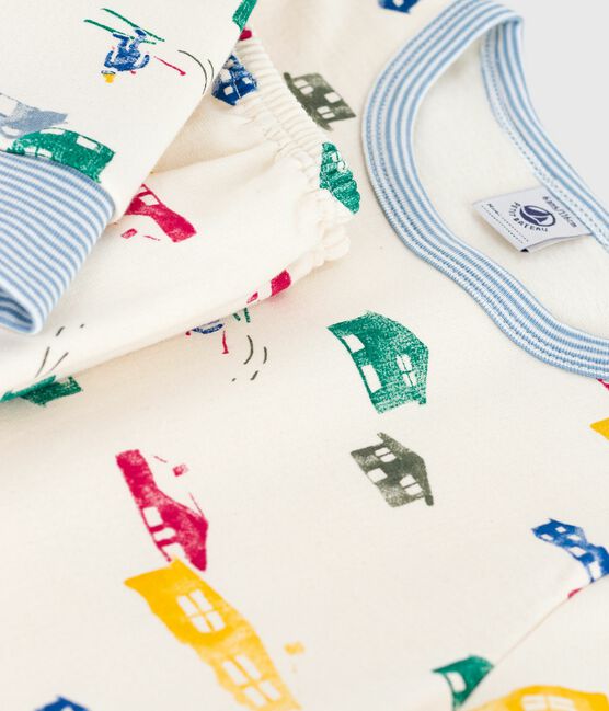 Children's pyjamas in chalet-print fleece MILK /MULTICO