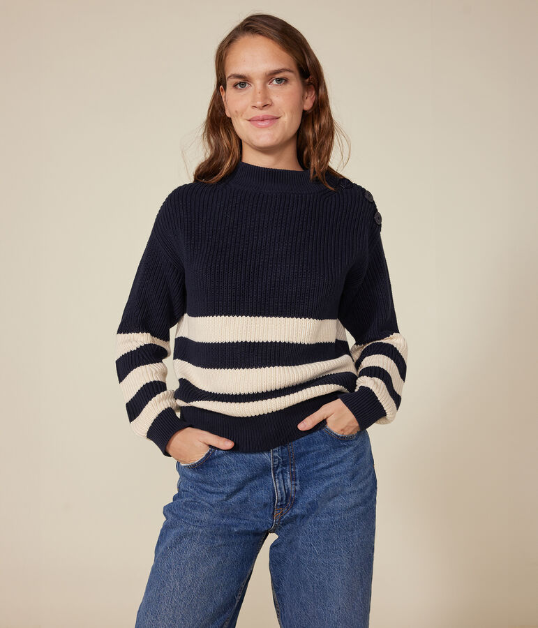 Women's cotton jumper blue/ecru
