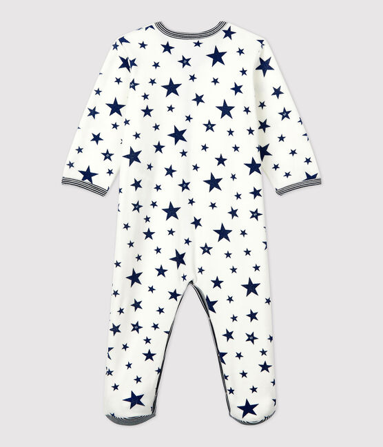 Baby Girls' Blue Starry Velour Sleepsuit MARSHMALLOW white/MEDIEVAL blue