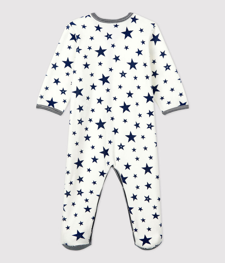 Baby Girls' Blue Starry Velour Sleepsuit white/blue