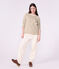 Women's long-sleeved cotton Breton top beige/white