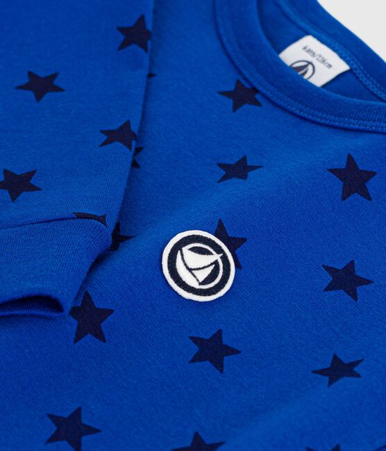 Children's long-sleeved printed cotton T-shirt OLYMPIC+SOIR blue