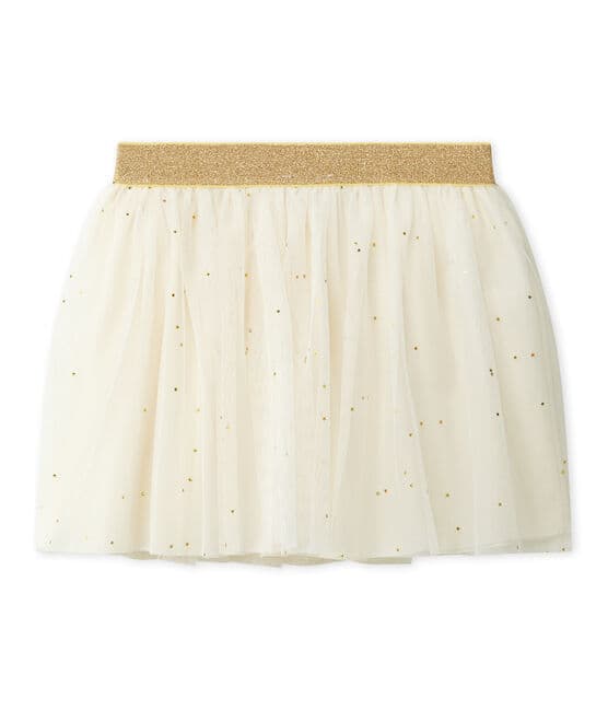 Girl's tulle skirt with stars COQUILLE beige/DORE yellow