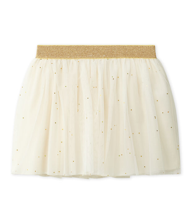 Girl's tulle skirt with stars white/yellow