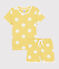 Children's Polka Dot Ribbed Short Pyjamas BLE yellow/ECUME white