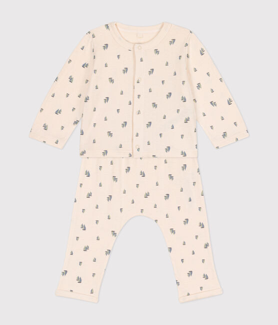 Babies' two-piece set in tube knit fabric AVALANCHE white/MULTICO