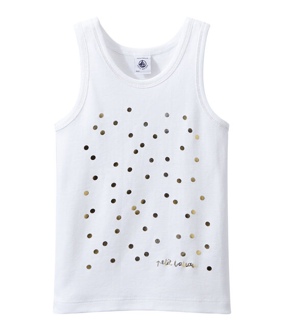 Girl's tank top with gold motif ECUME white