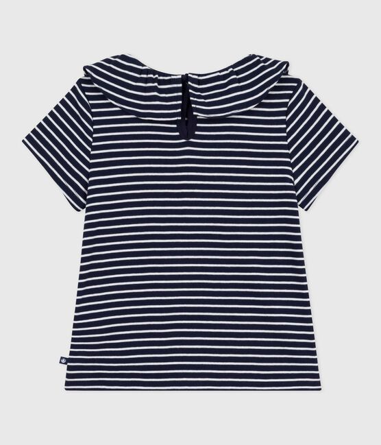 Children's stripy short-sleeved T-shirt SMOKING blue/MARSHMALLOW white
