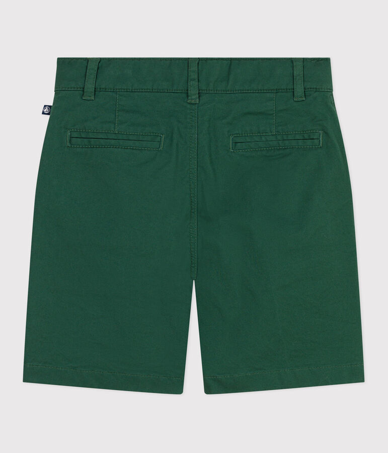 Children's plain cotton twill Bermuda shorts green