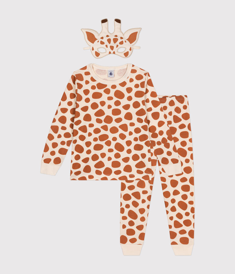 Children's Cotton Giraffe Fancy Dress Pyjamas Ecru/brown