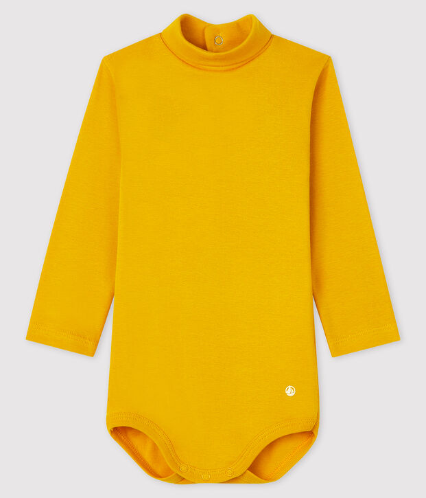 Baby's long-sleeved roll-neck bodysuit yellow
