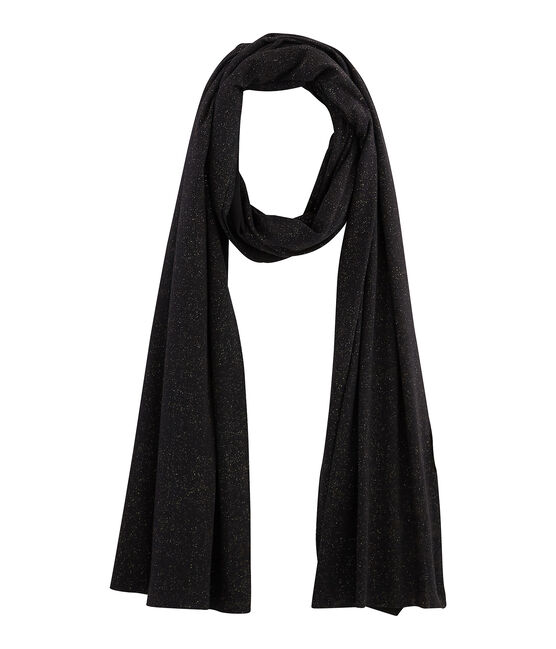 Women's Shiny Scarf NOIR black/OR yellow