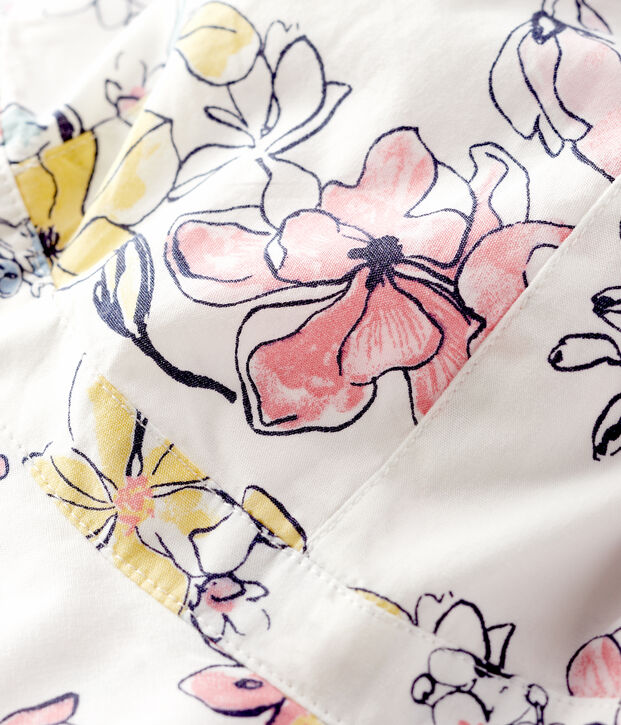 Girls' Poplin Floppy Hat white/multicolor