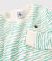 Boys' Green Snugfit Wave Print Cotton Pyjamas MARSHMALLOW white/VERT