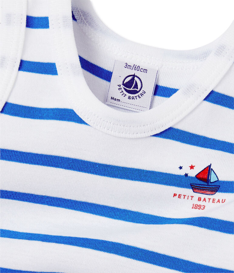 Combicourt b&eacute;b&eacute; gar&ccedil;on ray&eacute; white/blue