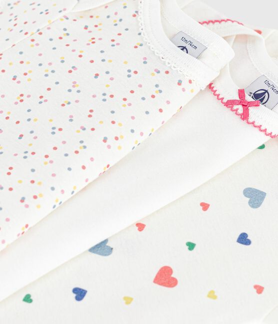 Pack of short-sleeved heart-print cotton bodies for babies variante 1