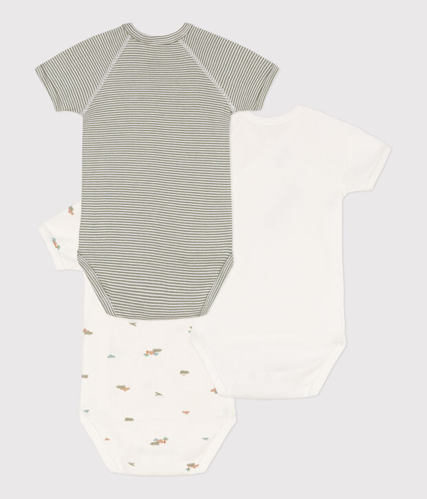 Wrapover Short-Sleeved Printed Cotton Bodysuits - Pack of 3 multicolor