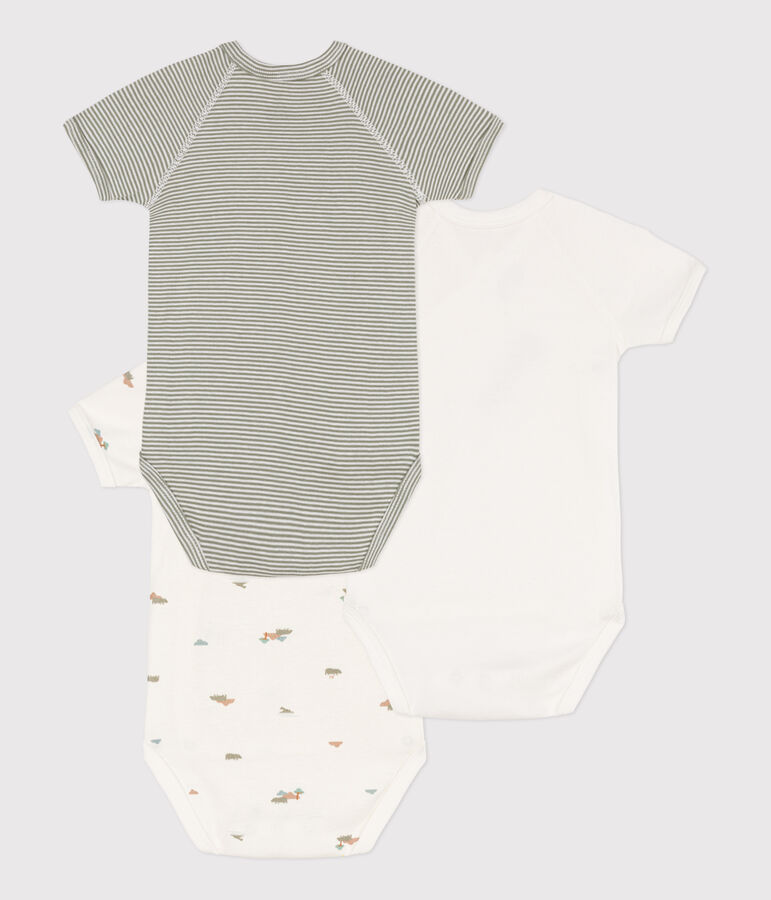 Wrapover Short-Sleeved Printed Cotton Bodysuits - Pack of 3 multicolor