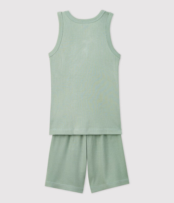 Boys' Plain Jade Cotton Lyocell Short Pyjamas HERBIER green