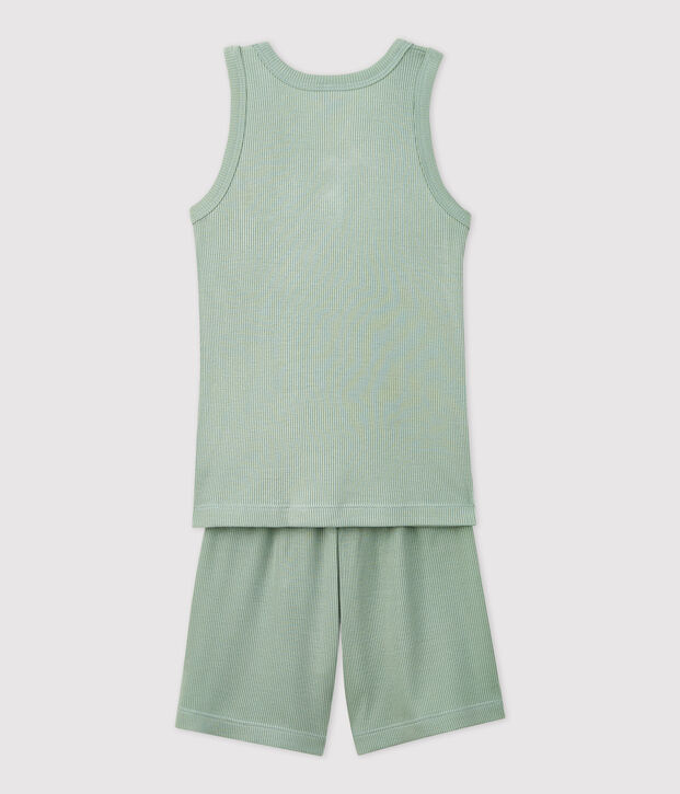 Boys' Plain Jade Cotton Lyocell Short Pyjamas green