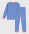 Children's long-sleeved stripy cotton pyjamas PERSE blue/MARSHMALLOW white