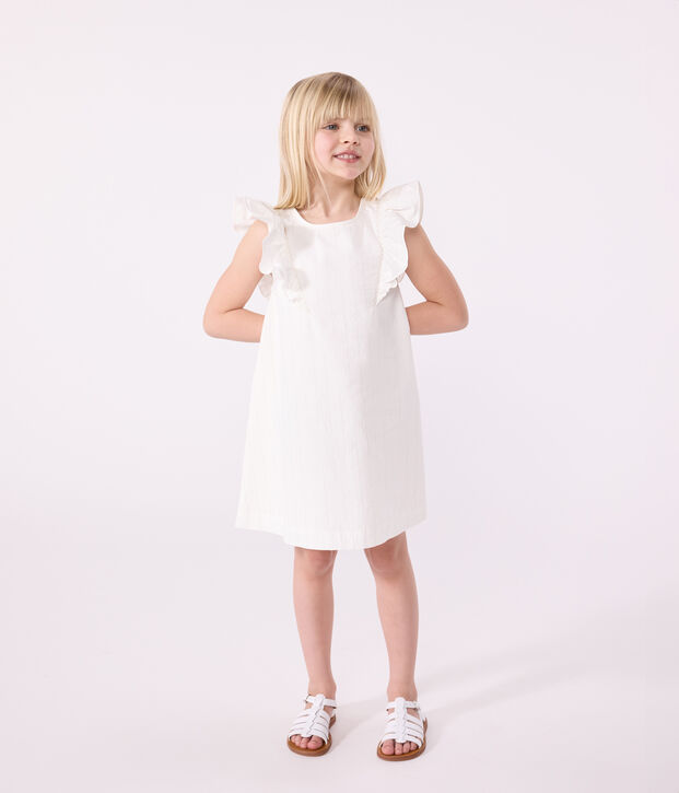 Children's short-sleeved cotton dress white/grey