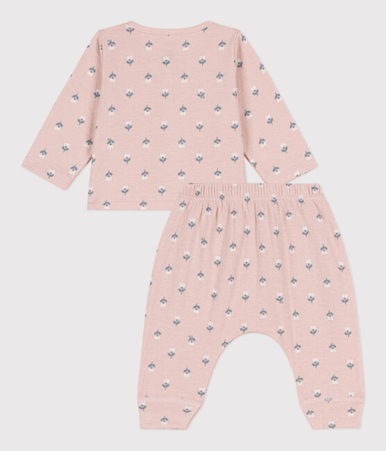 Babies' Tube Knit Patterned Set SALINE pink/MULTICO white