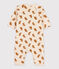 Babies' Owl Themed Cotton Jumpsuit AVALANCHE white/ECUREUIL